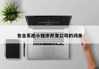 包含系统小程序开发公司的词条